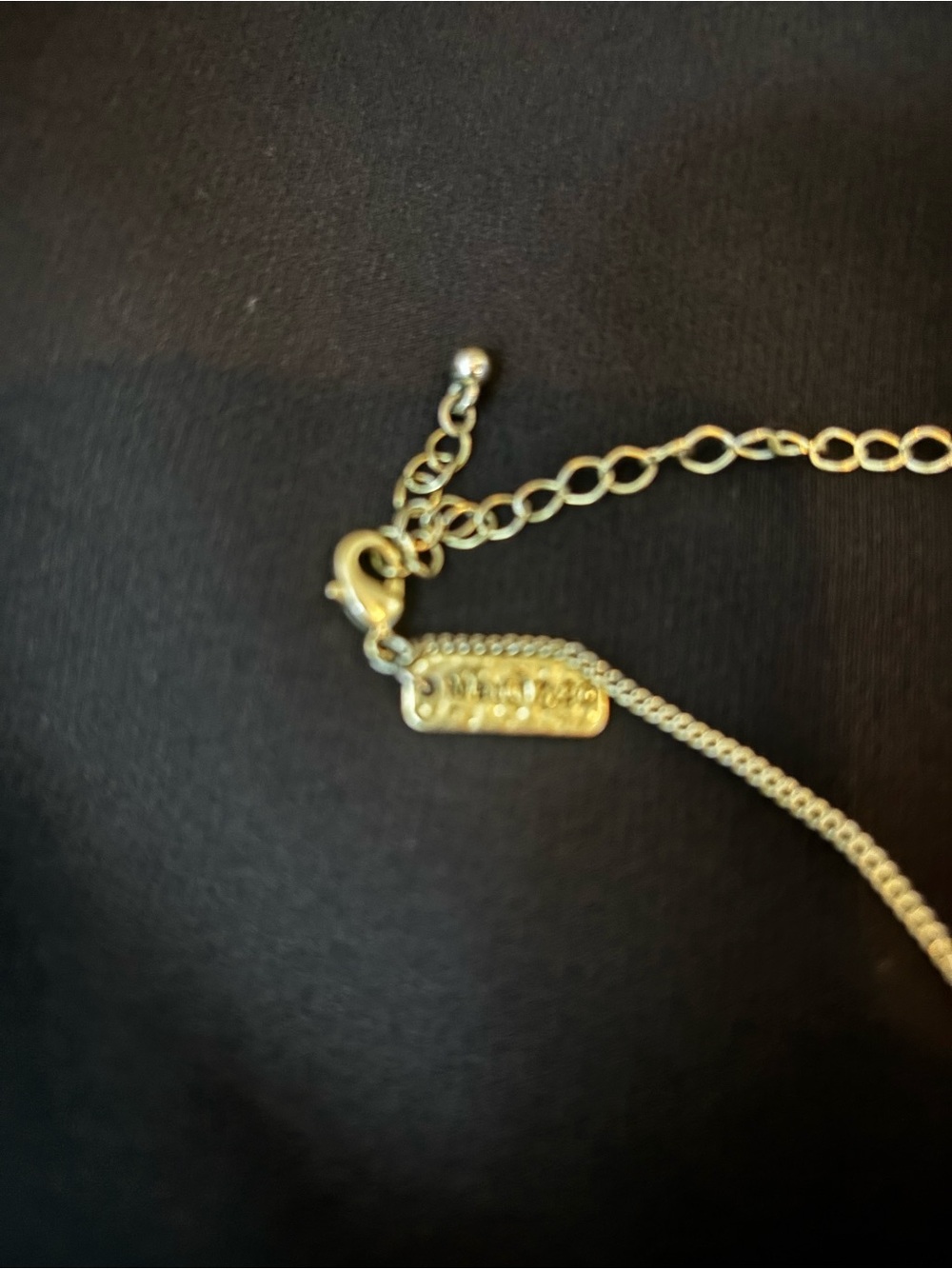 Gold-Tone Necklace with Green Jade Disk and Crystal Feather Charm - Picture 3 of 4